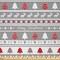 Ambesonne Christmas Fabric by The Yard, Xmas Border Deers Trees and Merry Christmas Lettering Bows Bells Image, Decorative Satin Fabric for Home Textiles and Crafts, 3 Yards, Grey Red